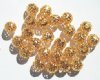 10 10mm Round Filigrae Gold Plated Metal Beads